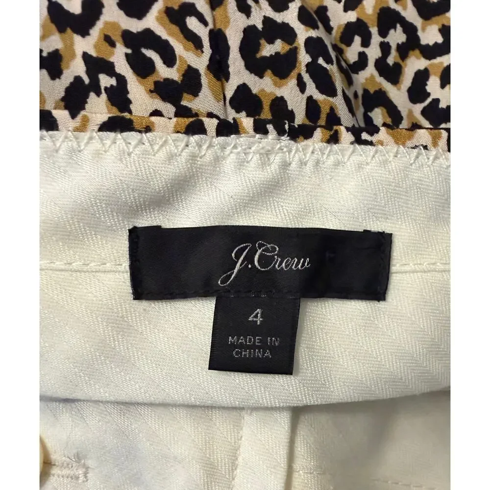 J.Crew Wide-leg cropped pant in leopard-print 100% silk sz. 4